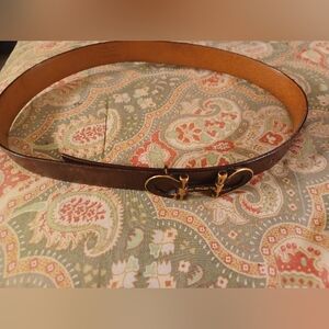 Salvatore Ferragamo brown Italian leather belt with gold buckle